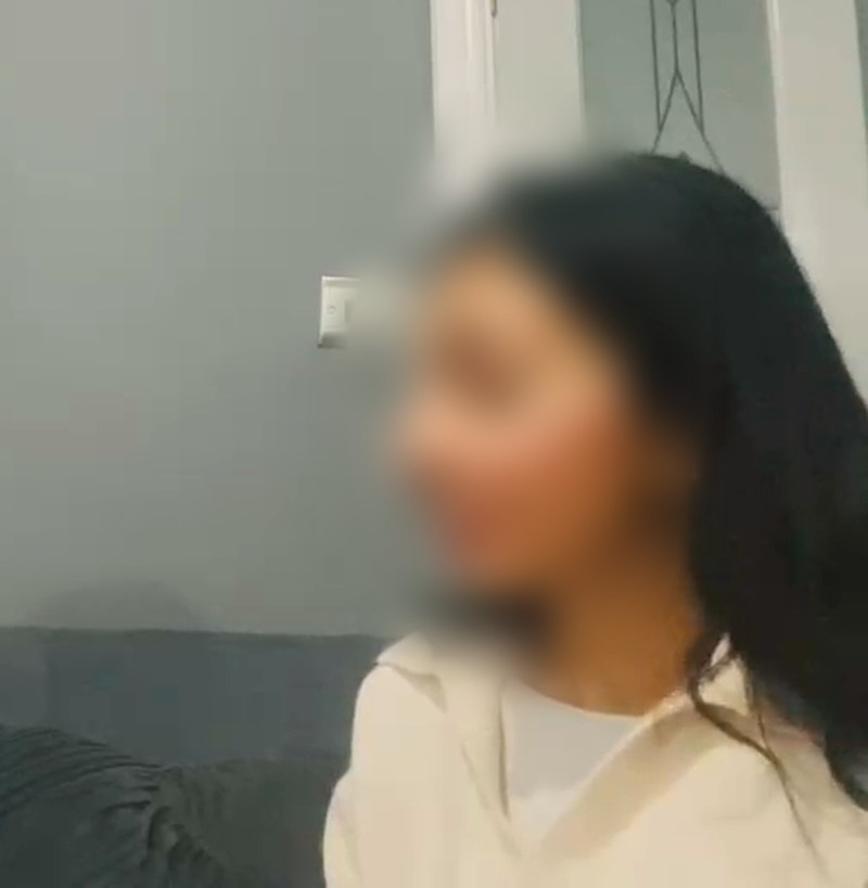 Humera, Jasmine's client, with her face blurred